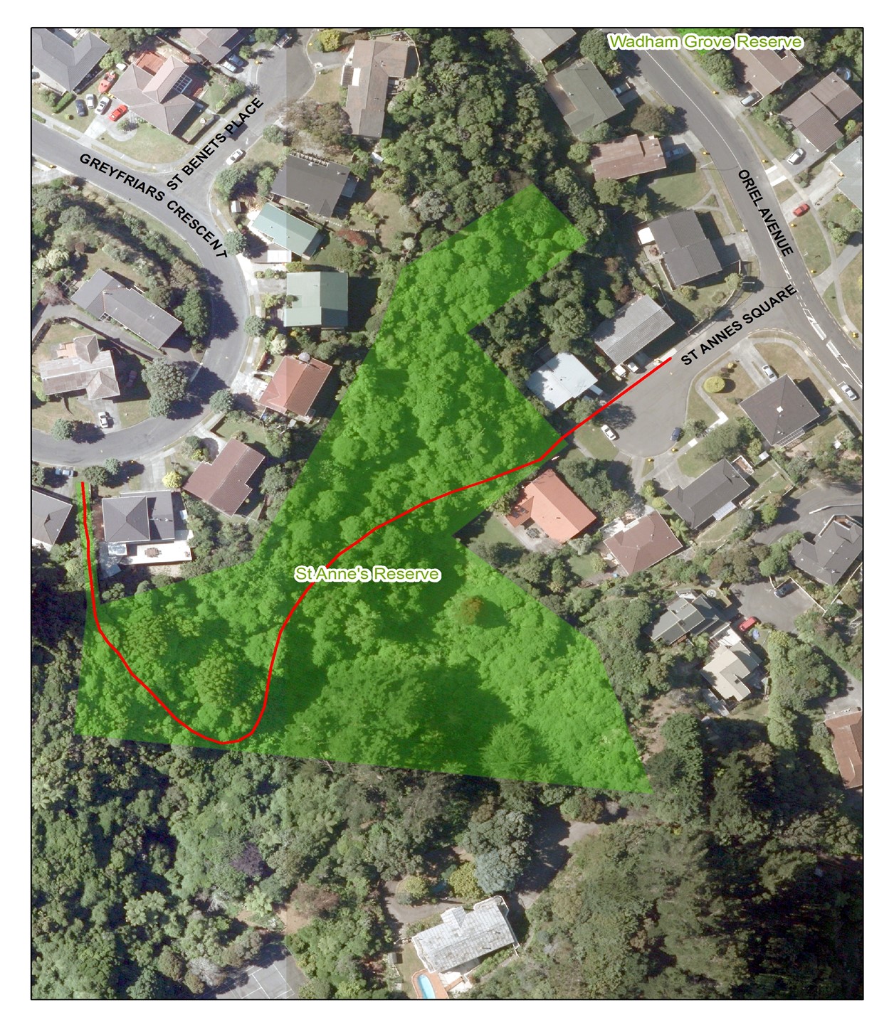 Aerial map St Annes Reserve