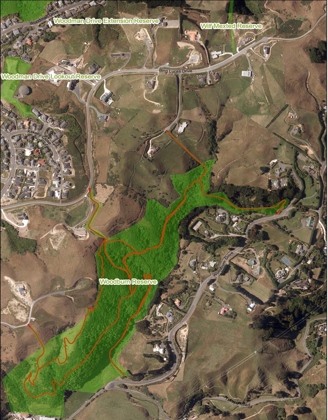 Aerial map Woodburn Reserve | Friends of Tawa Bush Reserves
