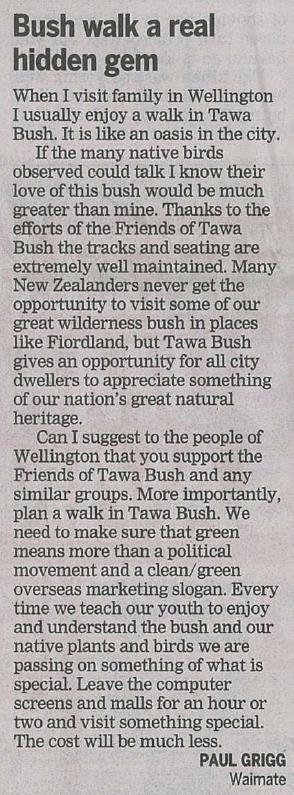 Bush walk a real gem 28 Jan 2015 Dom Post